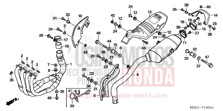 SILENCIEUX D'ECHAPPEMENT (CBR600RR5/6) de CBR600RR ITALIAN RED (R157H) 2006