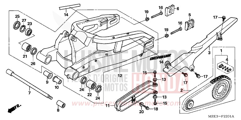 BRAS OSCILLANT (CBR600RR5/6) de CBR600RR ITALIAN RED (R157H) 2006