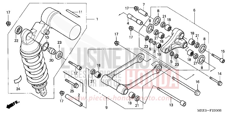 COUSSIN ARRIERE de CBR600RR ITALIAN RED (R157H) de 2006