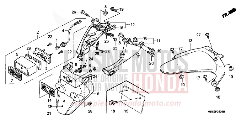 GARDE-BOUE ARRIERE (CBR600RR5/6) de CBR600RR ITALIAN RED (R157H) 2006