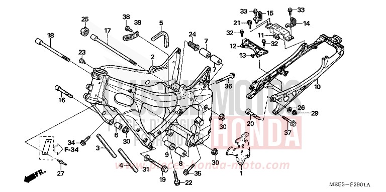 CARROSSERIE DE CHASSIS (CBR600RR5/6) de CBR600RR ITALIAN RED (R157H) 2006