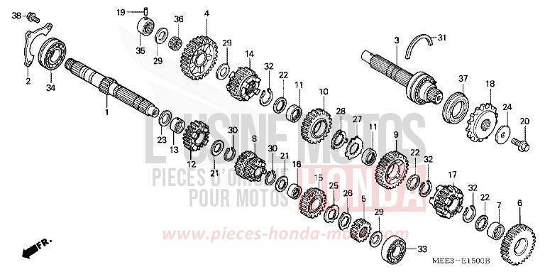 BOITE DE VITESSES de CBR600RR PEARL FIRE ORANGE (YR263E) de 2006