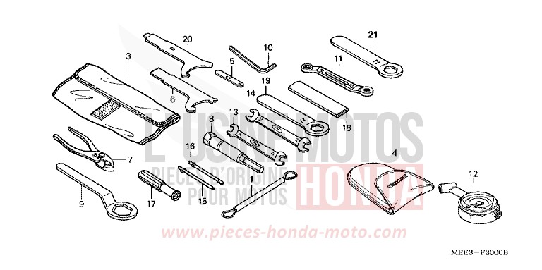 OUTILS de CBR600RR PEARL FIRE ORANGE (YR263E) de 2006