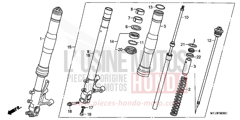 FOURCHETTE AVANT de CBR600RR GRAPHITE BLACK (NHB01EA) 2007