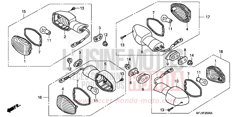 CLIGNOTANT (1) de CBR600RR GRAPHITE BLACK (NHB01EA) 2007