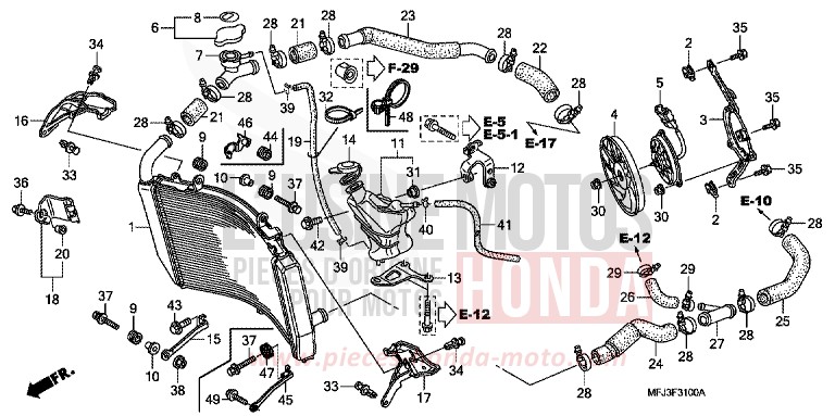 RADIATEUR de CBR600RR GRAPHITE BLACK (NHB01EA) 2007