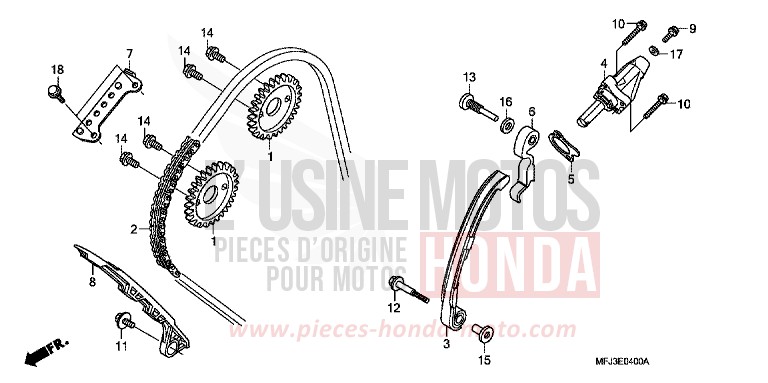 CHAINE A CAMES/TENDEUR de CBR600RR ITALIAN RED (R157BA) de 2007