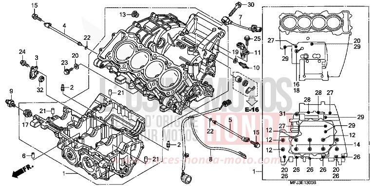 CARTER MOTEUR de CBR600RR ITALIAN RED (R157BA) de 2007