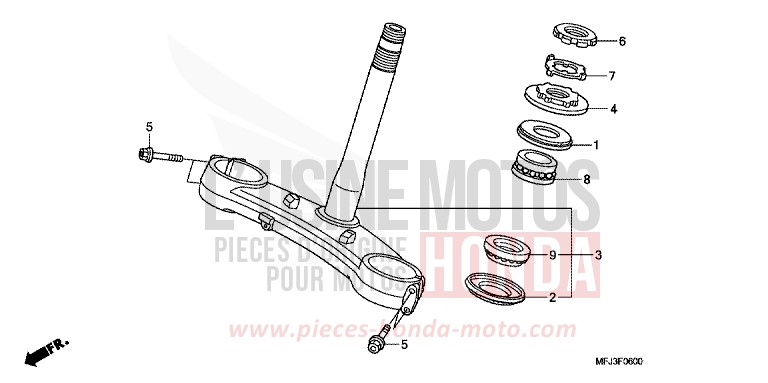 TIGE DE DIRECTION de CBR600RR ITALIAN RED (R157BA) 2007