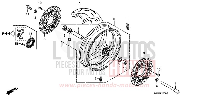 ROUE AVANT de CBR600RR ITALIAN RED (R157BA) de 2007