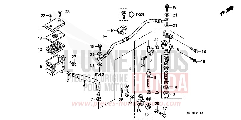 MAITRE-CYLINDRE FREIN AR. (CBR600RR) de CBR600RR ITALIAN RED (R157BA) de 2007