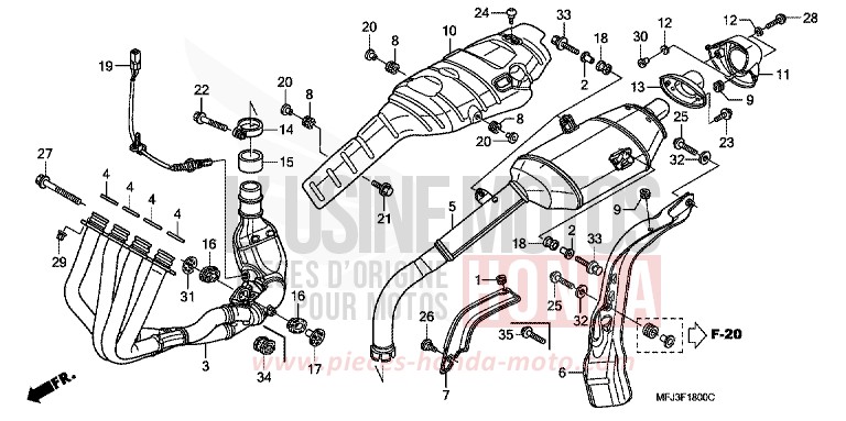SILENCIEUX D'ECHAPPEMENT de CBR600RR ITALIAN RED (R157BA) de 2007