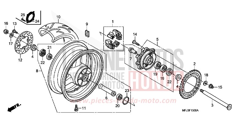 ROUE ARRIERE de CBR600RR PEARL SUNBEAM WHITE (NHA66BA) de 2007