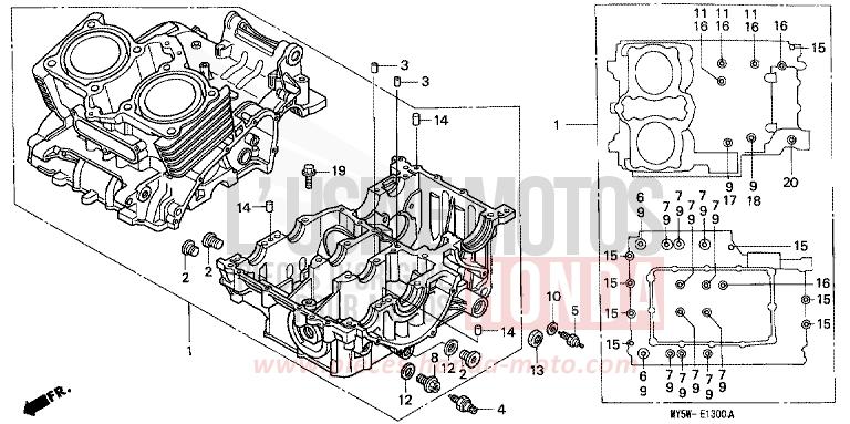 CARTER MOTEUR de CB500F PEARL CITRON YELLOW (Y140I) de 1998