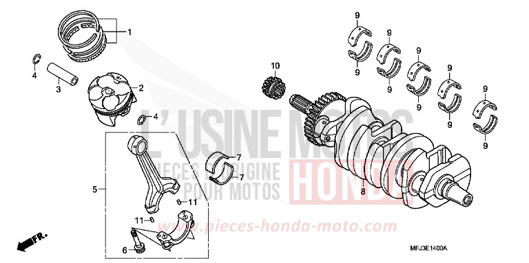 VILEBREQUIN/PISTON de CBR600RR GRAPHITE BLACK (NHB01GB) de 2009