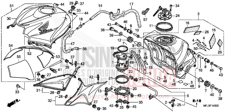 RESERVOIR A CARBURANT de CBR600RR GRAPHITE BLACK (NHB01GB) 2009