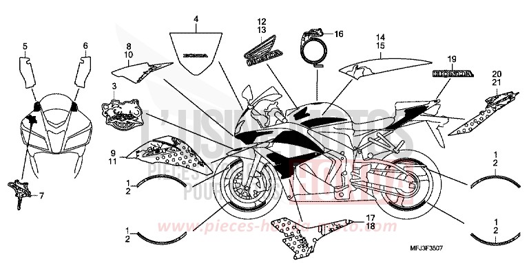 MARQUE/RAYURE (8) de CBR600RR PEARL SUNBEAM WHITE (NHA66) de 2009