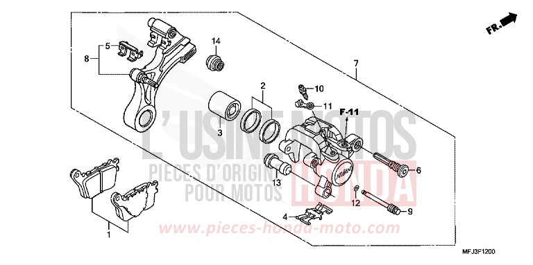 ETRIER DE FREIN ARRIERE (CBR600RR) de CBR600RR PEARL SUNBEAM WHITE (NHA66KB) de 2009