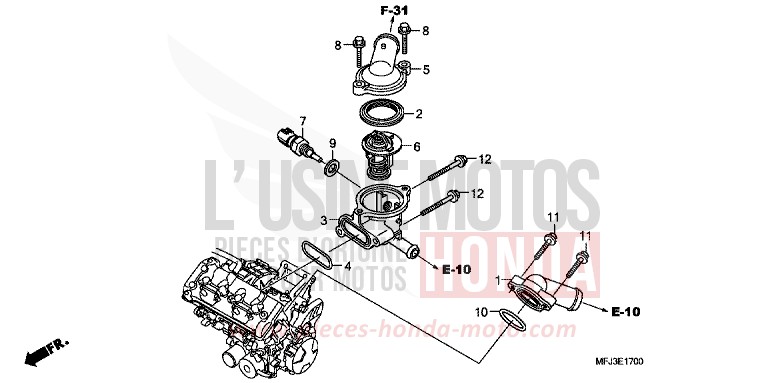 THERMOSTAT de CBR600RR GRAPHITE BLACK (NHB01KA) de 2010