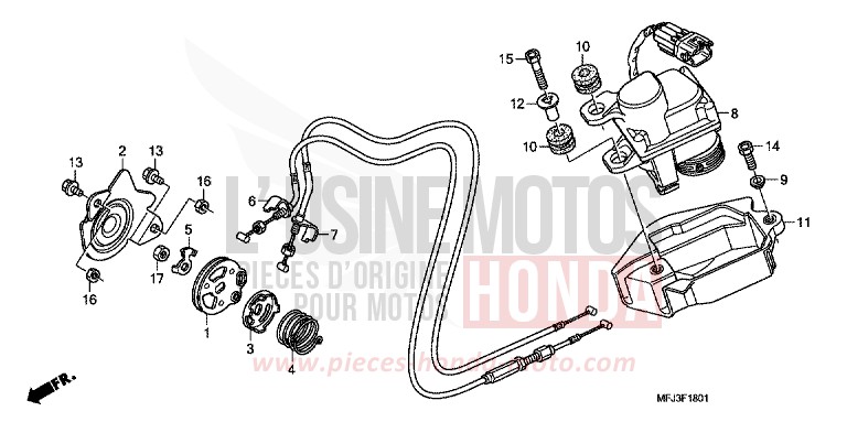 SERVO-MOTEUR de CBR600RR PEARL SUNBEAM WHITE (NHA66B) de 2010