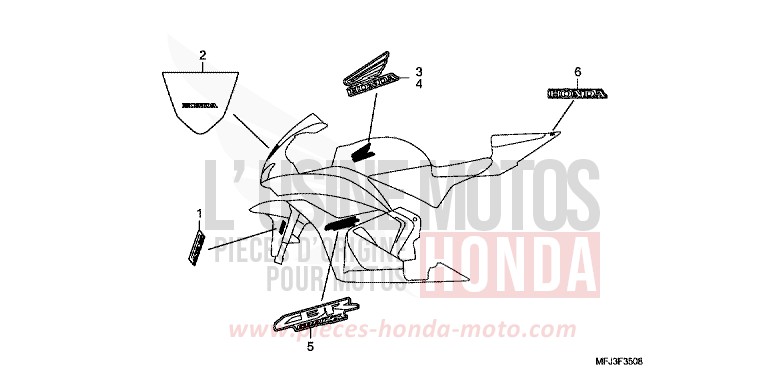 MARQUE/RAYURE (9) de CBR600RR PEARL SUNBEAM WHITE (NHA66H) de 2010