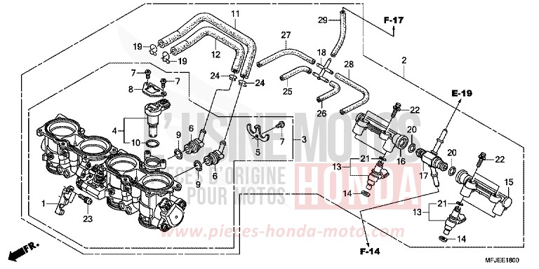 CORPS DE PAPILLON de CBR600RR VICTORY RED (R334) 2012