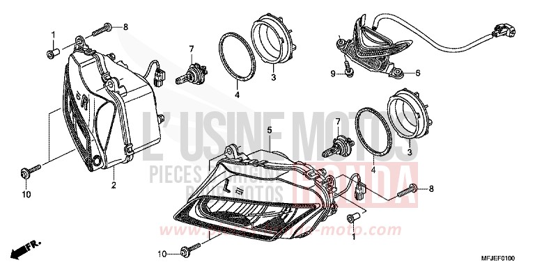 PROJECTEUR de CBR600RR VICTORY RED (R334) de 2012