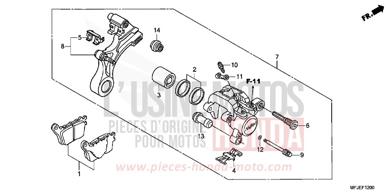 ETRIER DE FREIN ARRIERE (CBR600RR) de CBR600RR VICTORY RED (R334) 2012