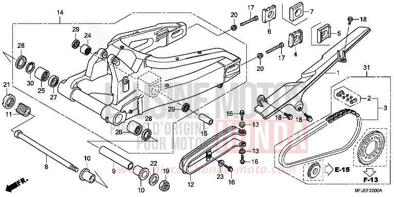 BRAS OSCILLANT de CBR600RR VICTORY RED (R334) 2012