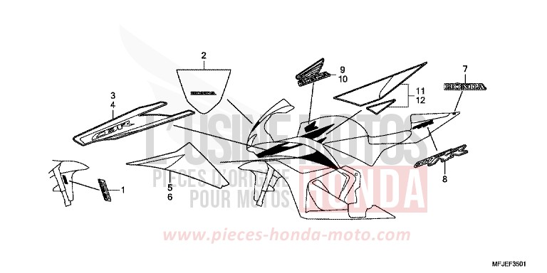 MARQUE/RAYURE (2) de CBR600RR VICTORY RED (R334) de 2012