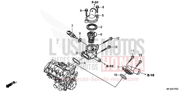 THERMOSTAT de CBR600RR GRAPHITE BLACK (NHB01) 2012