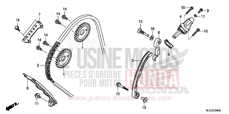 CHAINE A CAMES/TENDEUR de CBR600RR ROSS WHITE (NH196) de 2013