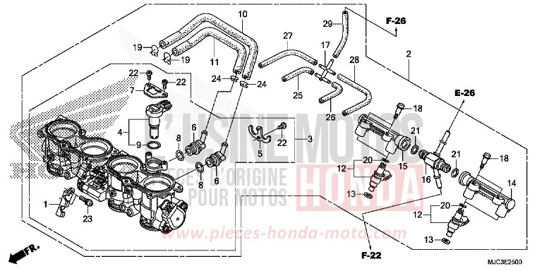 CORPS DE PAPILLON de CBR600RR ROSS WHITE (NH196) 2013