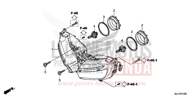 PROJECTEUR de CBR600RR ROSS WHITE (NH196) de 2013