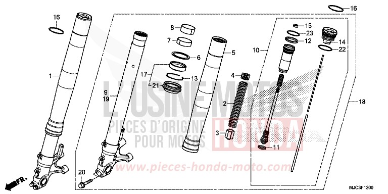 FOURCHETTE AVANT de CBR600RR ROSS WHITE (NH196) 2013
