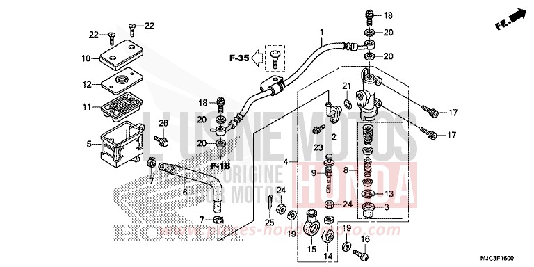 REAR BRAKE MASTER CYLINDER (CBR600RR) de CBR600RR ROSS WHITE (NH196) 2013