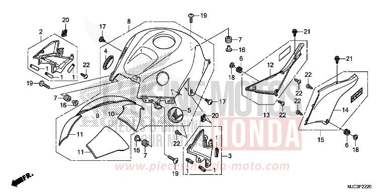 PROTECTEUR SUP. de CBR600RR ROSS WHITE (NH196) 2013