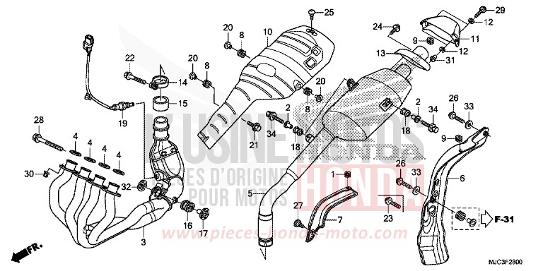 SILENCIEUX D'ECHAPPEMENT de CBR600RR ROSS WHITE (NH196) 2013