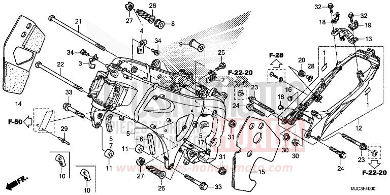 CARROSSERIE DE CHASSIS de CBR600RR ROSS WHITE (NH196) 2013