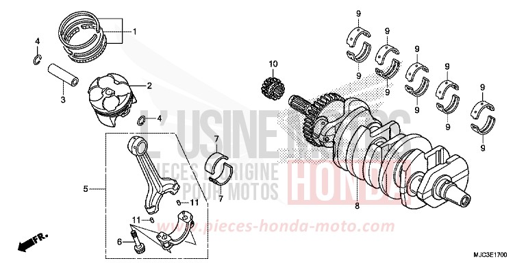 VILEBREQUIN/PISTON de CBR600RR VIBRANT ORANGE (YR250) 2013