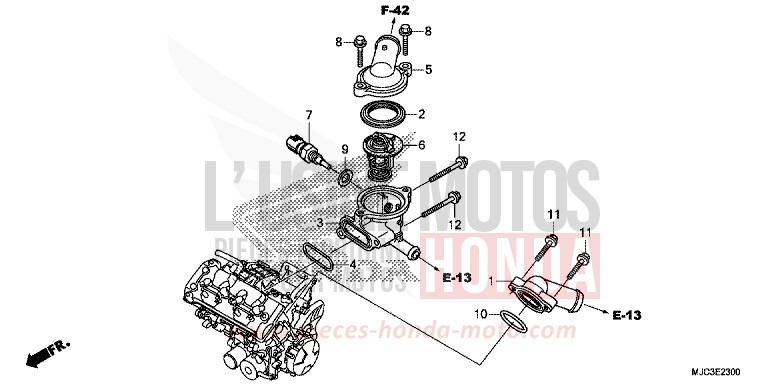THERMOSTAT de CBR600RR VIBRANT ORANGE (YR250) 2013