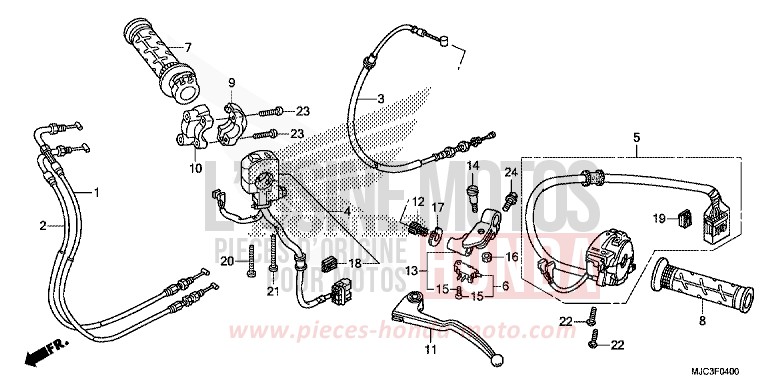 LEVIER DE GUIDON/COMMUTATEUR/CABLE de CBR600RR VIBRANT ORANGE (YR250) 2013