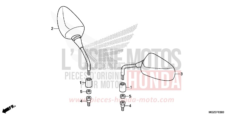 MIROIR de CB500F GRAPHITE BLACK (NHB01) de 2015