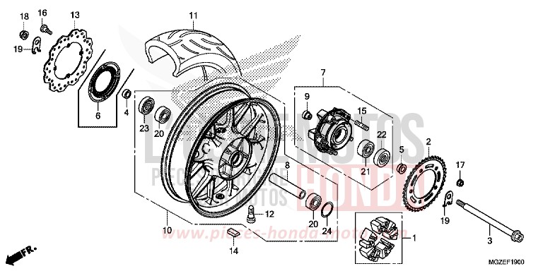 ROUE ARRIERE de CB500F GRAPHITE BLACK (NHB01) de 2015