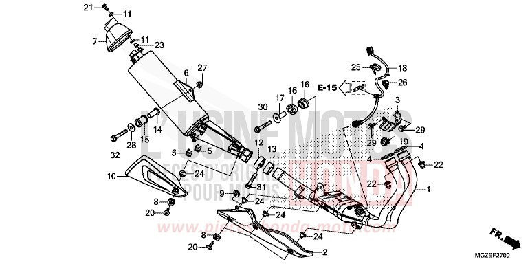 SILENCIEUX D'ECHAPPEMENT de CB500F GRAPHITE BLACK (NHB01) 2015