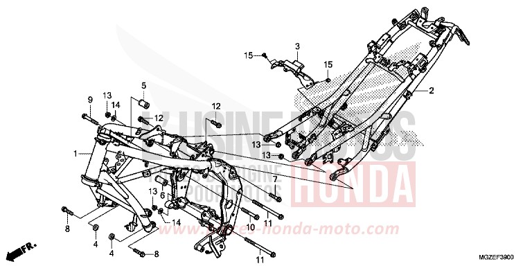 CARROSSERIE DE CHASSIS de CB500F GRAPHITE BLACK (NHB01) 2015