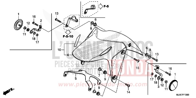 AILE AVANT de CB500F CANDY ENERGY ORANGE (YR249) de 2016
