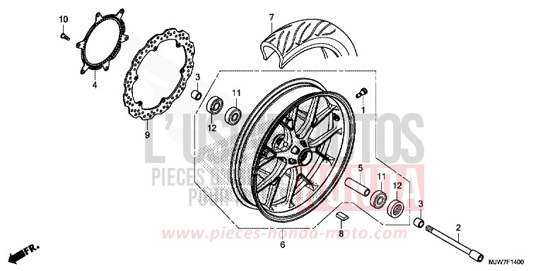 ROUE AVANT de CB500F CANDY ENERGY ORANGE (YR249) de 2016