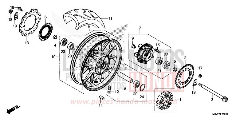 ROUE ARRIERE de CB500F MAT GUNPOWDER BLACK METALLIC (NH436) de 2016