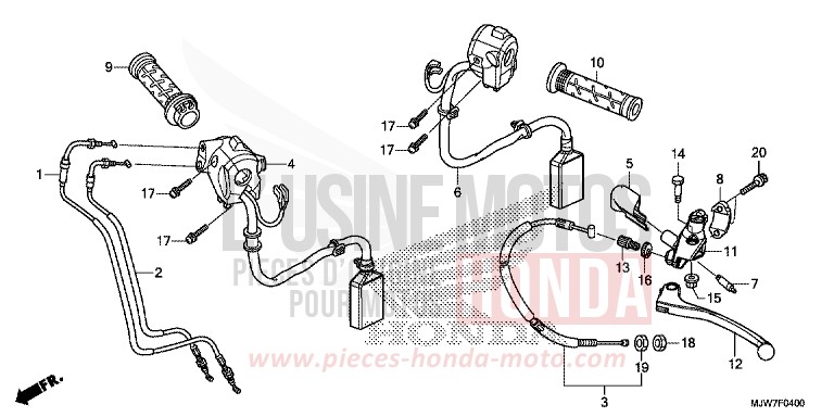 LEVIER DE GUIDON/COMMUTATEUR/CABLE de CB500F MILLENNIUM RED (R263) 2016
